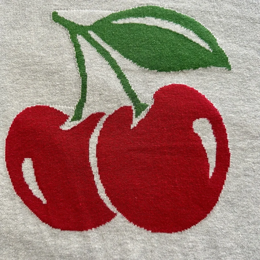 Torrid Gray Sweater with Cherry Green Leaf Design - Picture 5 of 5